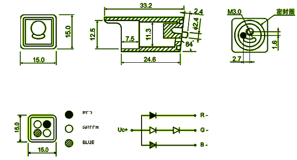 led cluster | 15mm | LED parts Package diagram 