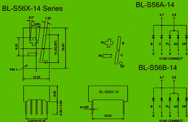 7 segment LED | electronic components | 0.56" single digit Package diagram 